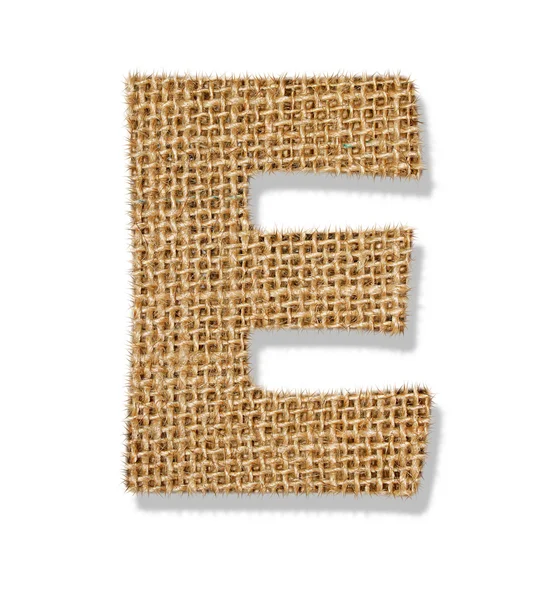 De letter "e" is gemaakt van grof doek. — Stockfoto