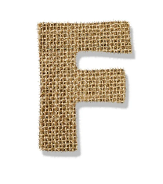 The letter "F" is made of coarse cloth. — Stock Photo, Image