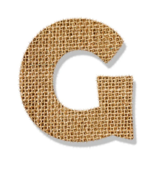 The letter "G" is made of coarse cloth. — Stock Photo, Image