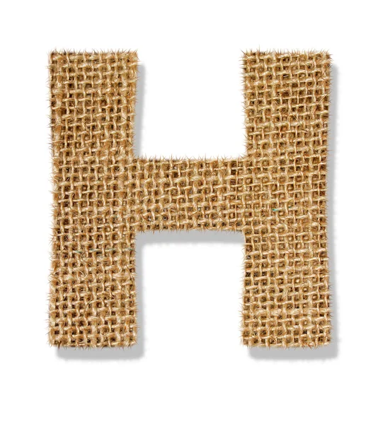 The letter "H" is made of coarse cloth. — Stock Photo, Image