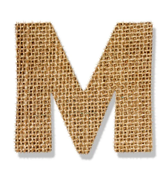 De letter "m" is gemaakt van grof doek. — Stockfoto