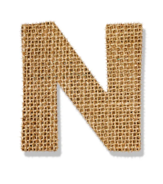 The letter "N" is made of coarse cloth. — Stock Photo, Image