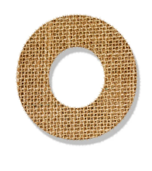 The letter "O" is made of coarse cloth. — Stock Photo, Image