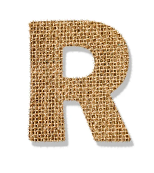 The letter "R" is made of coarse cloth. — Stock Photo, Image