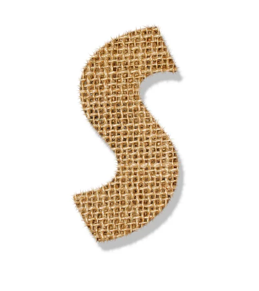 The letter "S" is made of coarse cloth. — Stock Photo, Image