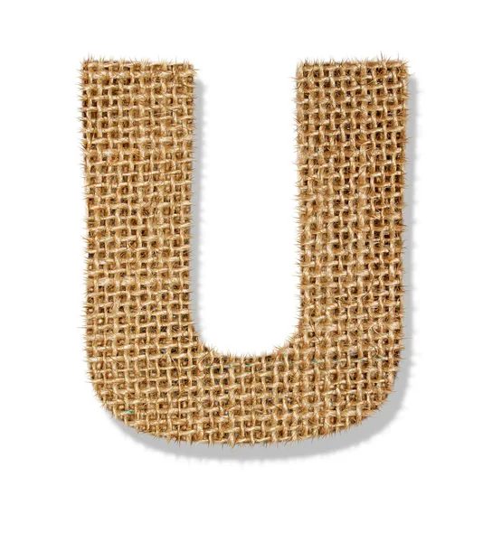 The letter "U" is made of coarse cloth. — Stock Photo, Image