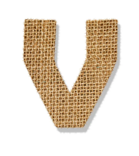 The letter "V" is made of coarse cloth. — Stock Photo, Image