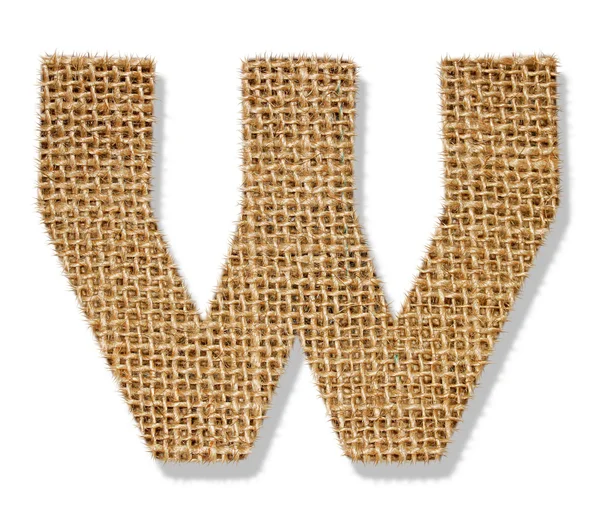 The letter "W" is made of coarse cloth. — Stock Photo, Image