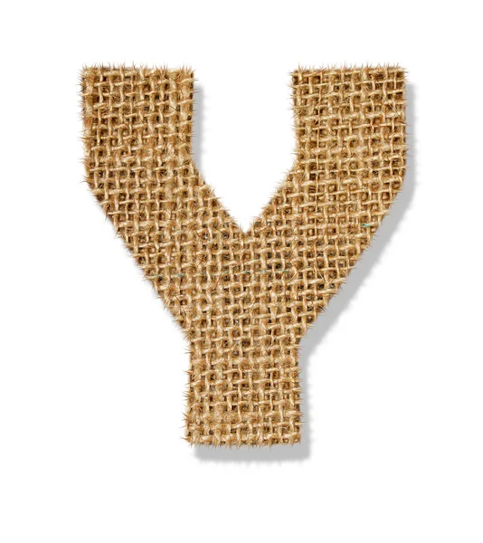 The letter "Y" is made of coarse cloth. — Stock Photo, Image