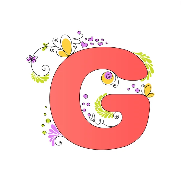 Барвистий квітковий алфавіт. Літера G — стоковий вектор
