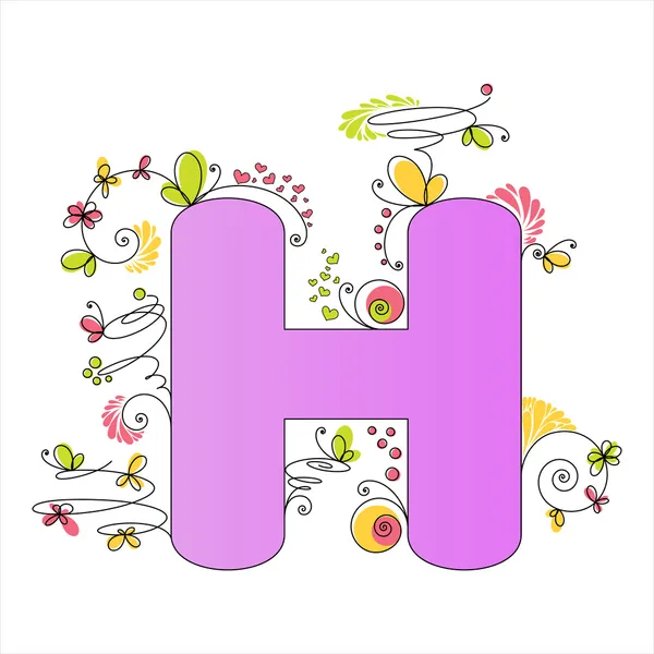 色彩鲜艳的花卉字母表。字母 h — 图库矢量图片