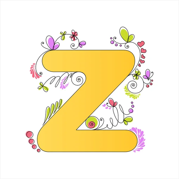 色彩鲜艳的花卉字母表。字母 z — 图库矢量图片