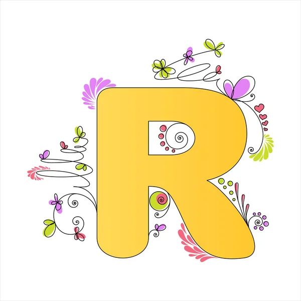 色彩鲜艳的花卉字母表。字母 r — 图库矢量图片