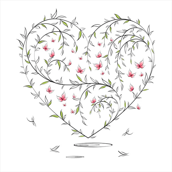 Astratto cuore floreale — Vettoriale Stock