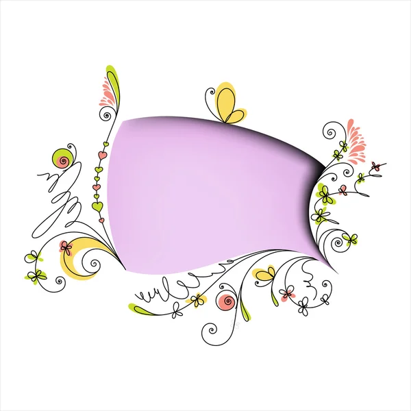 Farbe Sprechblase mit floralen Elementen — Stockvektor