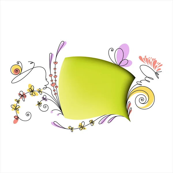 Speech bubble with floral elements — Stock Vector