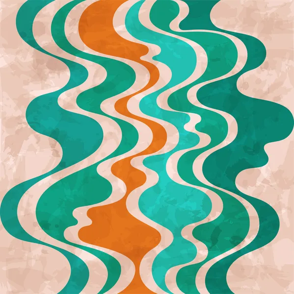 抽象的なレトロな背景。カラフルな波 — ストックベクタ