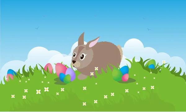 Lapin de Pâques aux œufs — Image vectorielle