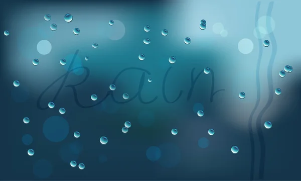 淋湿的玻璃与滴雨和题字 — 图库矢量图片