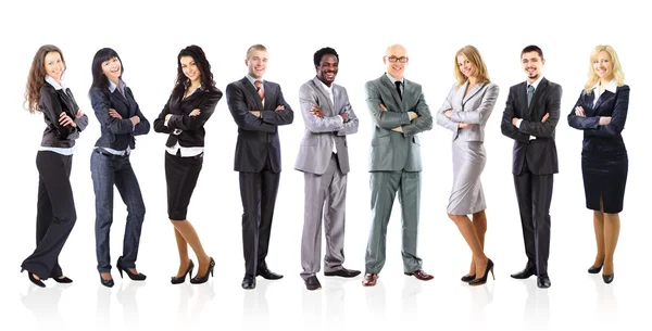 ビジネス チームは白の上に立って若いビジネスマンの形成 — ストック写真