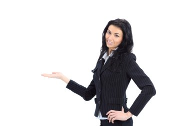 Young beautiful Business woman preseting a product clipart