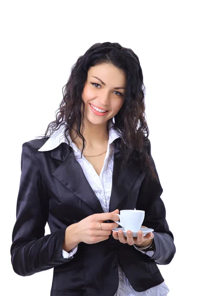 Obchodní žena s šálkem kávy — Stock fotografie