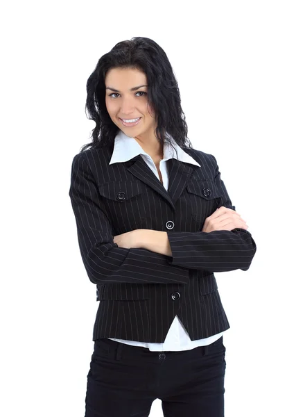 Portrait of a happy young business woman with folded hand — Stock Photo, Image