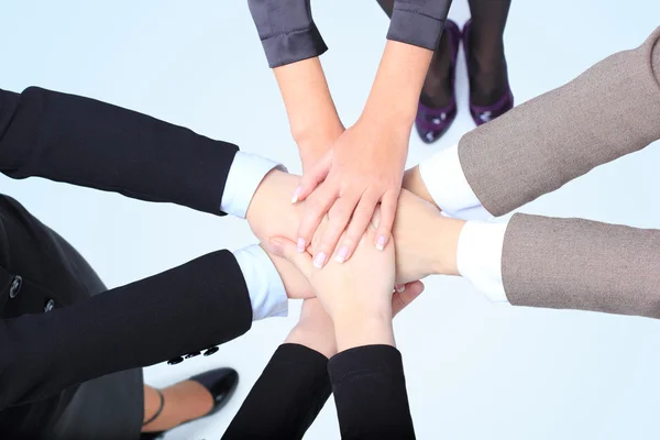 Zbliżenie kobiety sukcesu firmy rękami razem — Zdjęcie stockowe