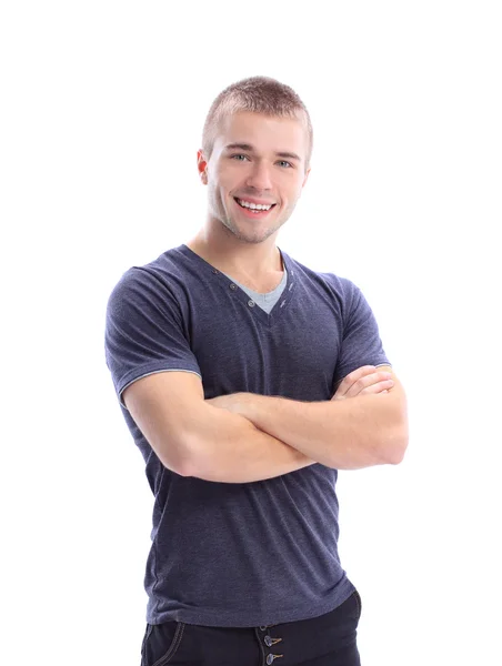 Porträt eines hübschen jungen Mannes vor weißem Hintergrund — Stockfoto