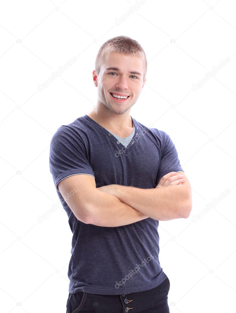 Portait of a handsome young man against white background