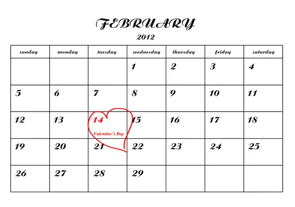 Calender page with a detail of the valentine day — Stock Photo, Image