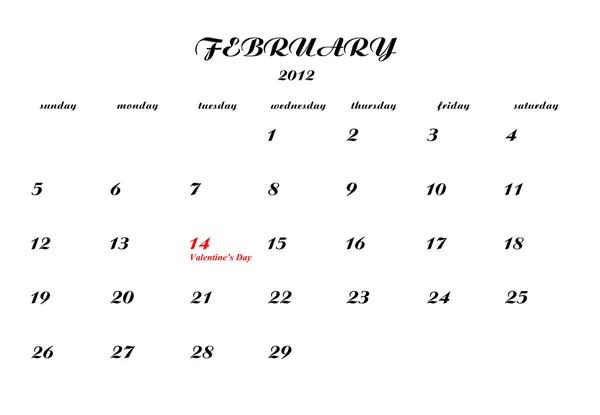 Calender page with a detail of the valentine day — Stock Photo, Image