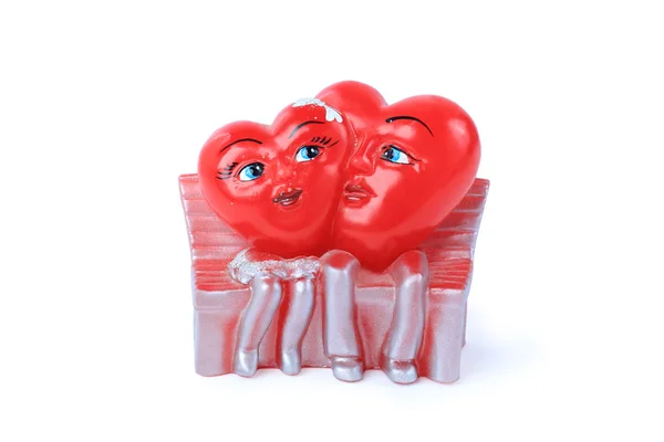 Två hjärtans hjärtan isolerad på vit — Stockfoto
