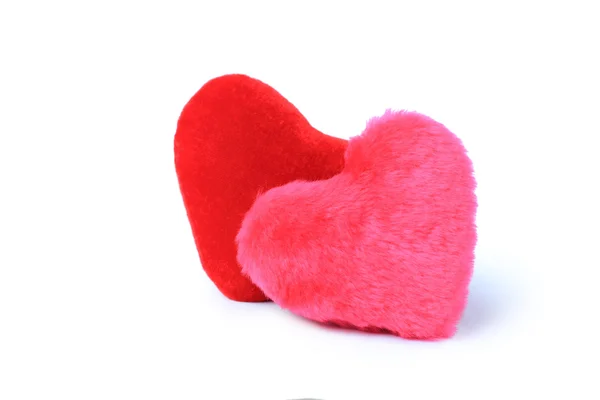 Dvě valentine srdce izolovaných na bílém — Stock fotografie