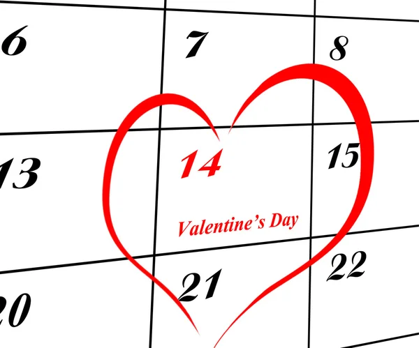 Kalendarz Strona ze szczegółami Walentynki — Zdjęcie stockowe