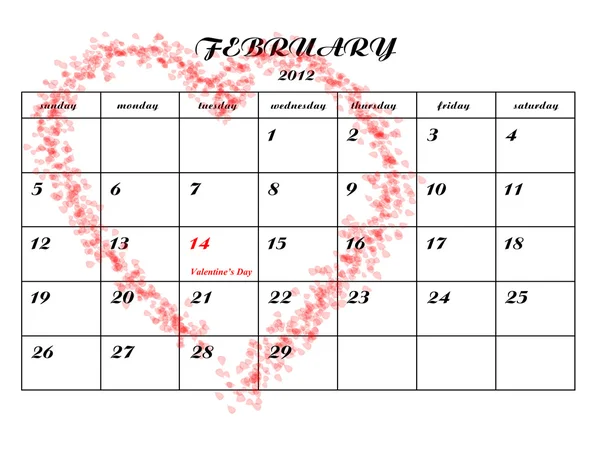 Kalenderblatt mit einem Detail vom Valentinstag — Stockfoto