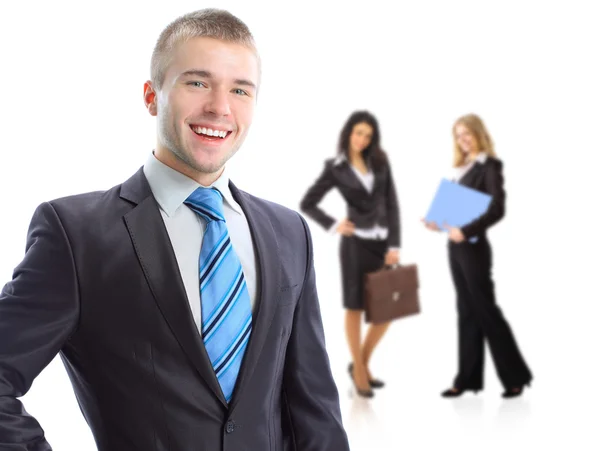 Líder y su equipo, jóvenes y atractivas mujeres de negocios . — Foto de Stock