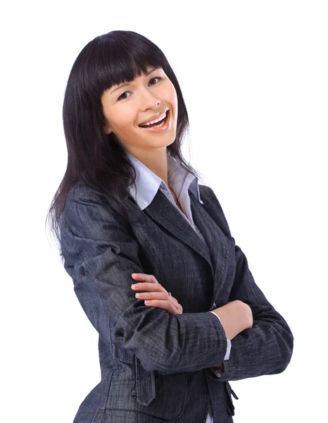 Una donna d'affari sorridente. isolato su sfondo bianco — Foto Stock