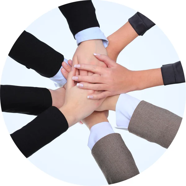 Närbild av framgångsrika affärskvinnor med händerna tillsammans — Stockfoto