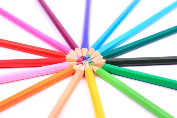 stock image Ring of pencils isolated on white background