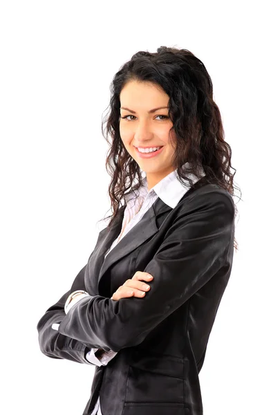 Mujer de negocios sonriente. Aislado sobre fondo blanco — Foto de Stock