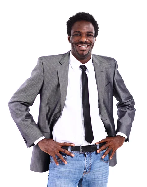 満足の若いアフリカ系アメリカ人ビジネスの男の肖像 — ストック写真