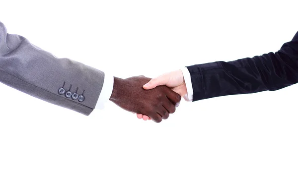 Homme d'affaires africain serrant la main avec un blanc — Photo