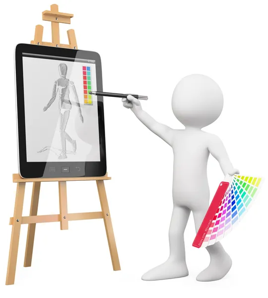 Artista 3D - Pittura d'artista in un tablet pc — Foto Stock