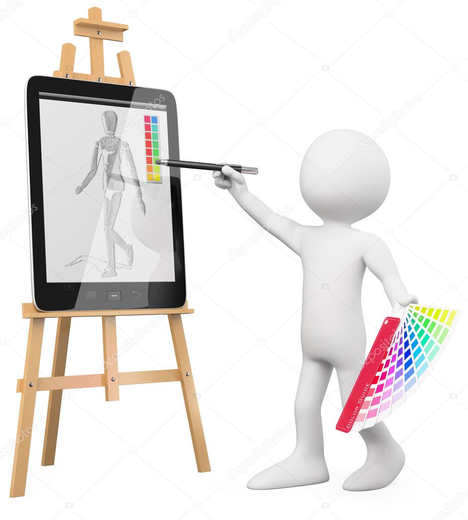 3D Artist - Artist painting in a tablet pc