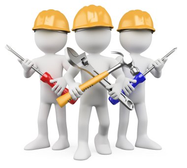 3D Workers - Team of work clipart