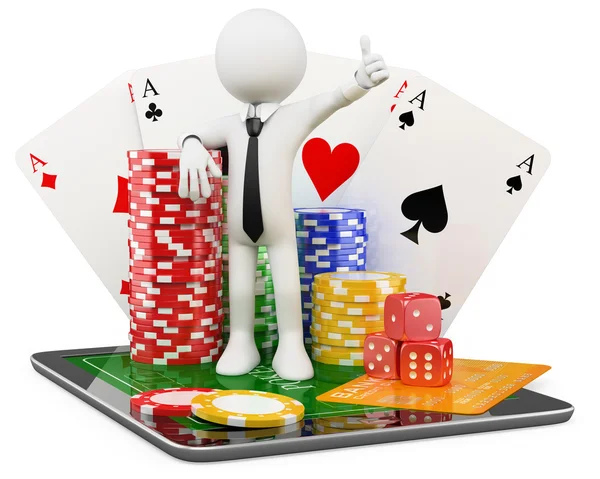 Człowiek 3D - gry online kasyno — Zdjęcie stockowe