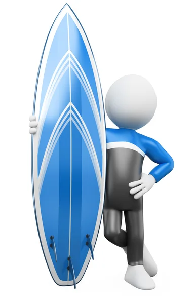 3D Surfer Позування з дошкою для серфінгу — стокове фото