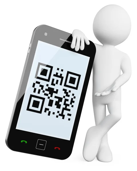 3D Man - Mobile QR codes — Stock Photo, Image