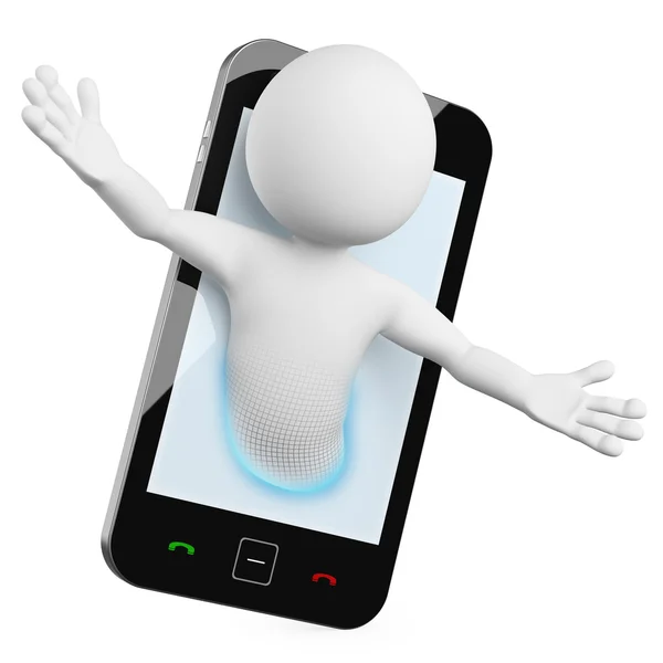 3D muž - mobilní video volání — Stock fotografie